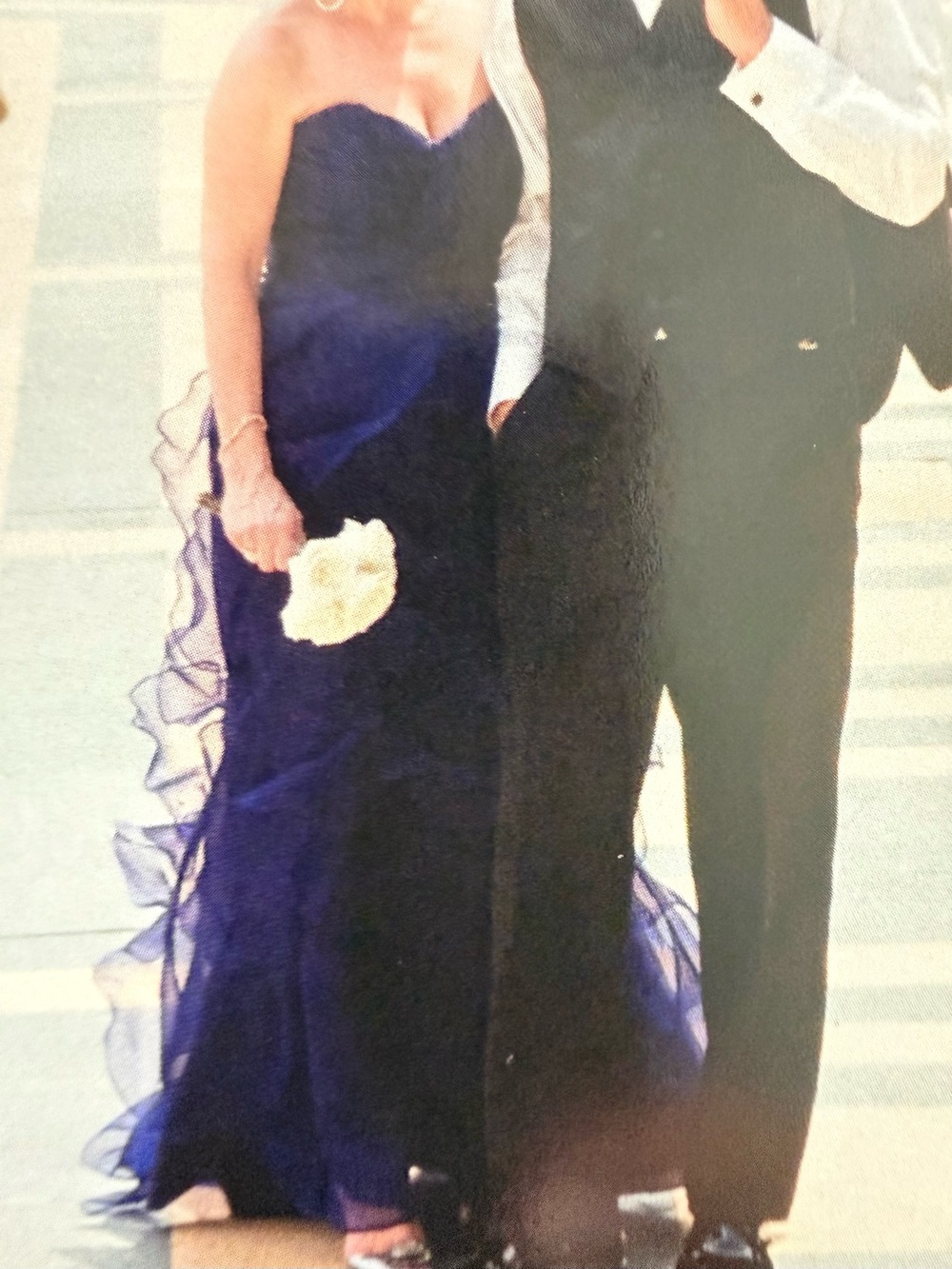 Strapless Blueberry Ruched Chiffon Evening Dress